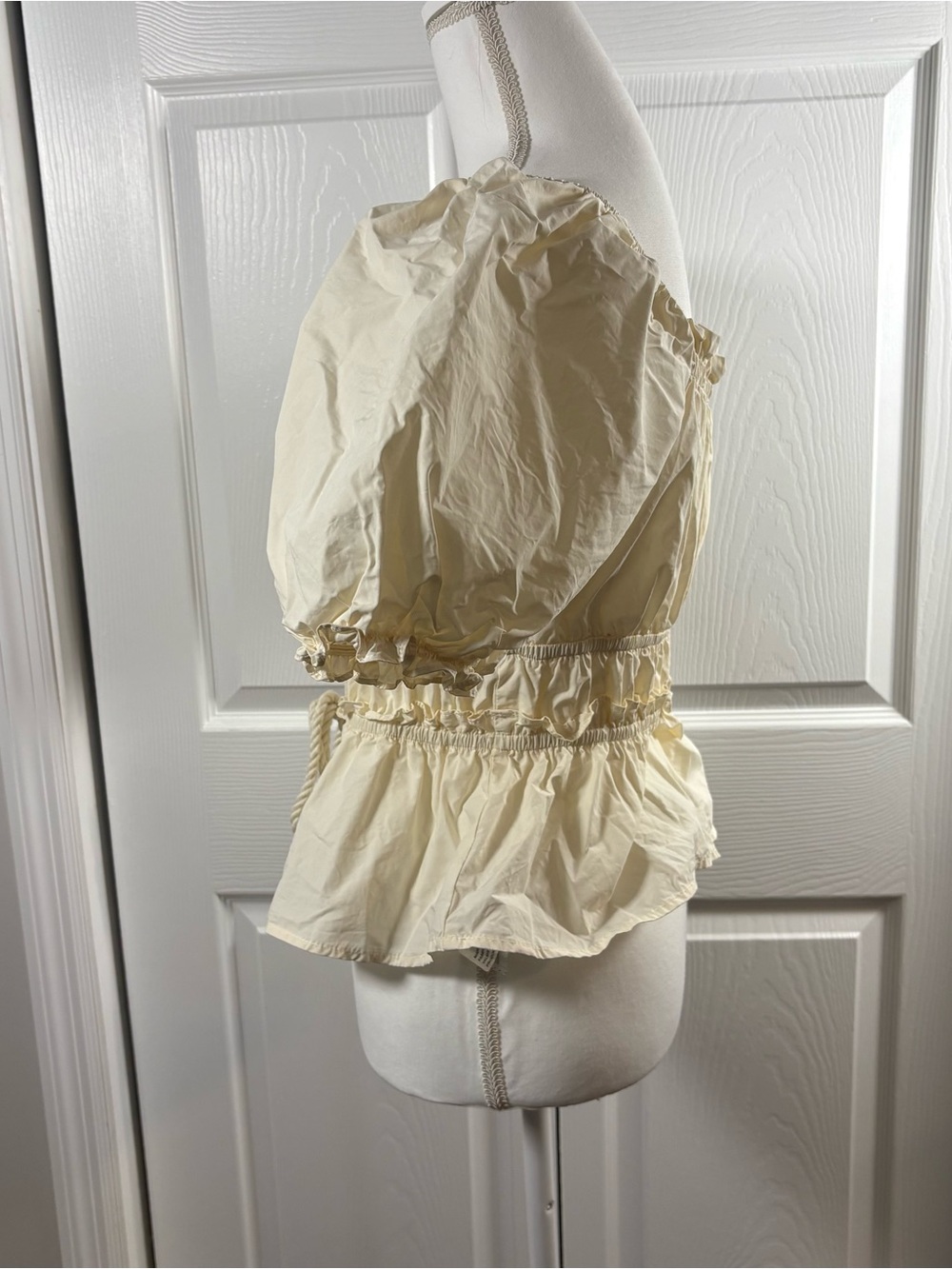Moon River Milkmaid Peplum Crop Top M Cottagecore Coquette Puff Sleeve - Picture 3 of 6